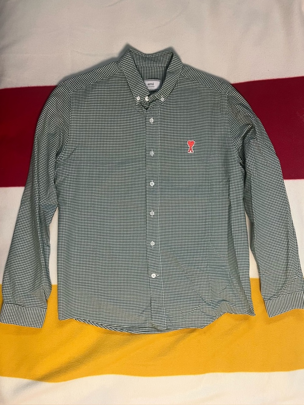 Ami Paris Green Ginham Oxford Collar Shirt - Size 41